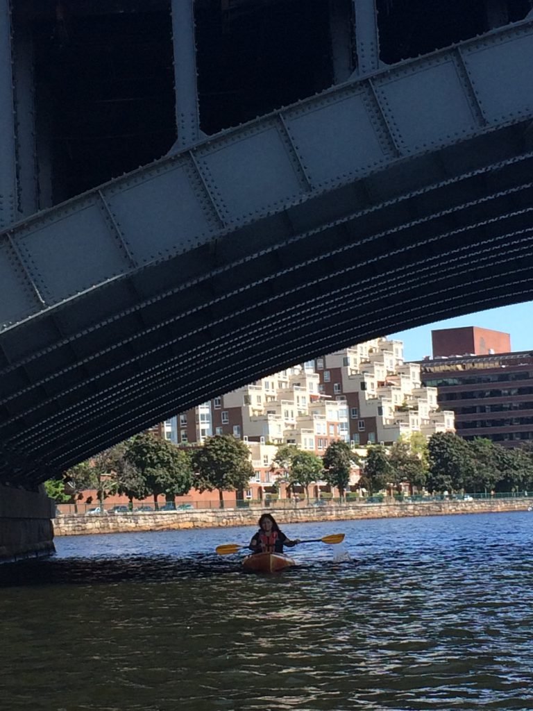 Maricarmen kayaking on the Charles